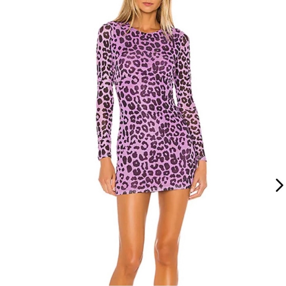 Lovers + Friends Purple and Black Mini Dress Long Sleeve